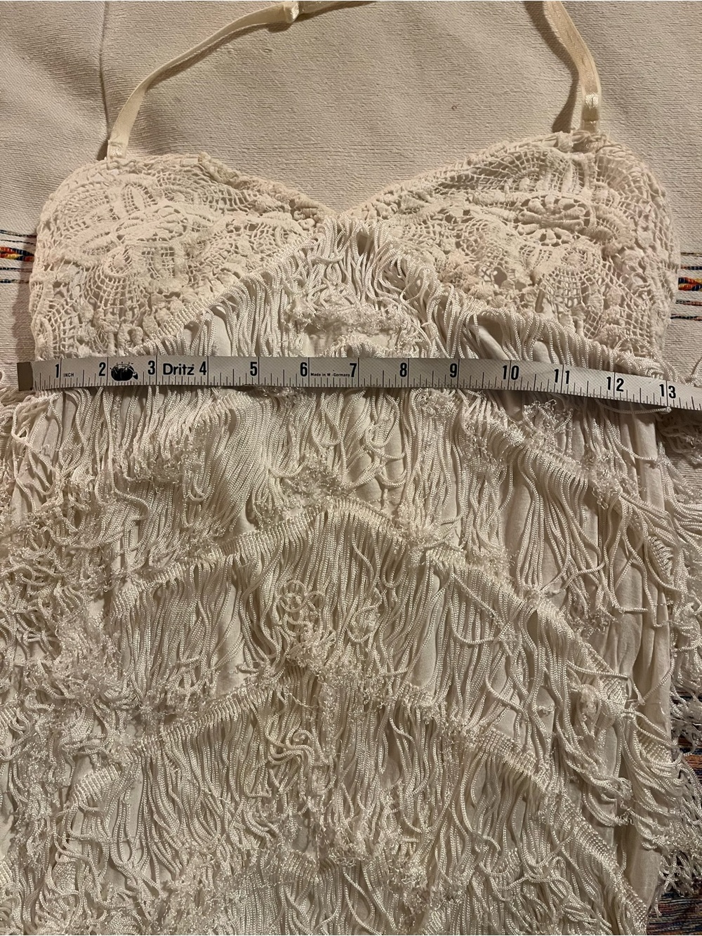Free People White Fringe Crochet Halter Mini Dress Size S - Picture 7 of 14